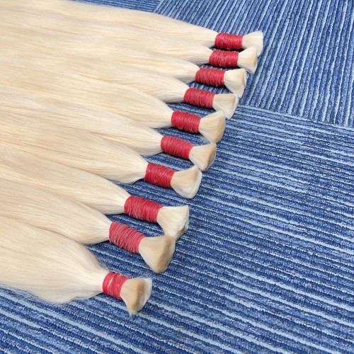 Wholesale #613 Raw Hair Bulk Blonde Straight Human Hair Bulk Extension for Braiding 1kg | Human Hair Wig | Lace Front